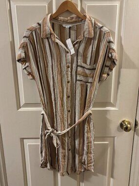 American Eagle Short Sleeve Striped Button Front Shirt Dress ~ NWT ~ Small